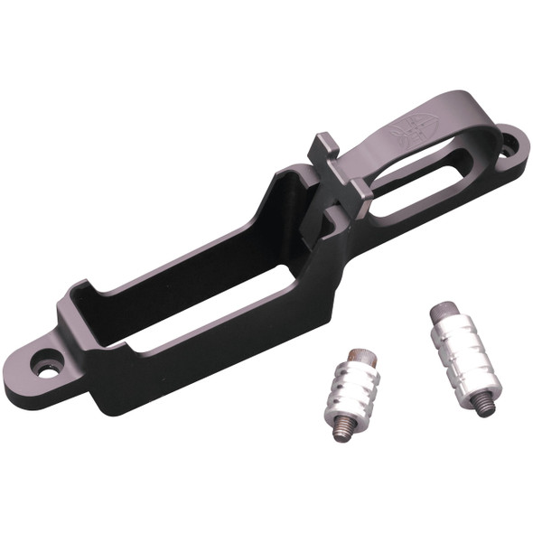 Hawkins Precision Remington Short Action Detachable Box Magazine (DBM) with M5 standard SA latch, model number 310-0002.1. Displayed in matte black, this DBM unit includes a streamlined magazine well and two installation screws, emphasizing its functionality and compatibility with tactical rifle setups.